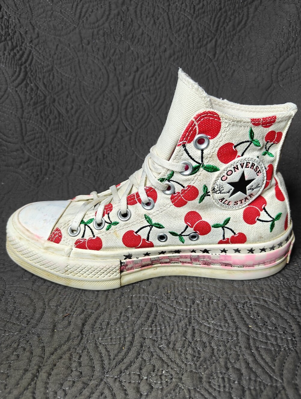 Converse All Star Platform Cherries Custom Sole Sneakers Shoes Women's 7, Mens 5 - Picture 2 of 11